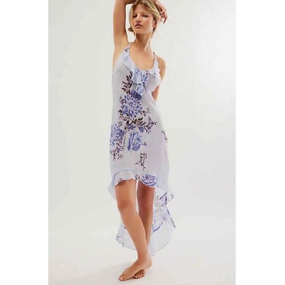 🌺 FREE PEOPLE INTIMATELY GettingOut Slip Floral Print Ruffle Asymmetrical Dress - Picture 1 of 4